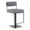 Armen Living Michele Swivel Adjustable Height Gray Faux Leather and Black Metal Bar Stool LCMISWBAMBGR - alternate 1